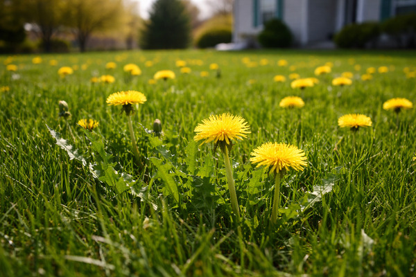 Healthy Southeast Michigan lawn with common lawn weeds being controlled early in the season.