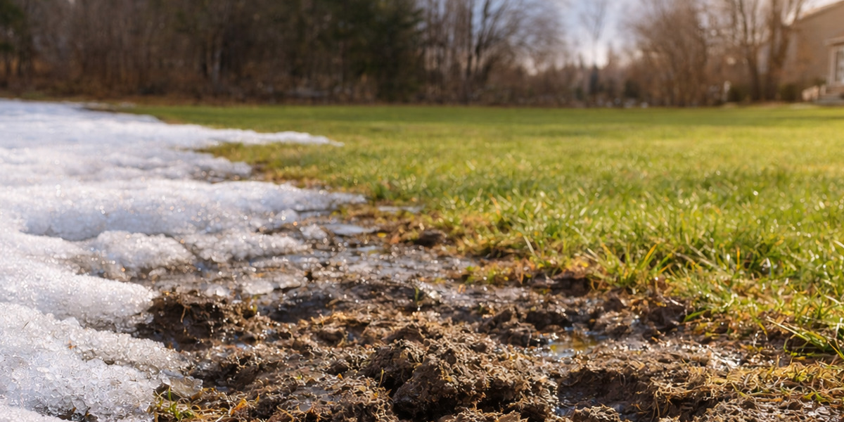 Freeze thaw cycles affecting a lawn in Southeast Michigan.